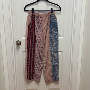Vintage Sacred Threads Boho Pink Panel‎ Patchwork Pants - size Small/Medium